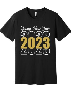 Happy 2023 Gold Font Tee